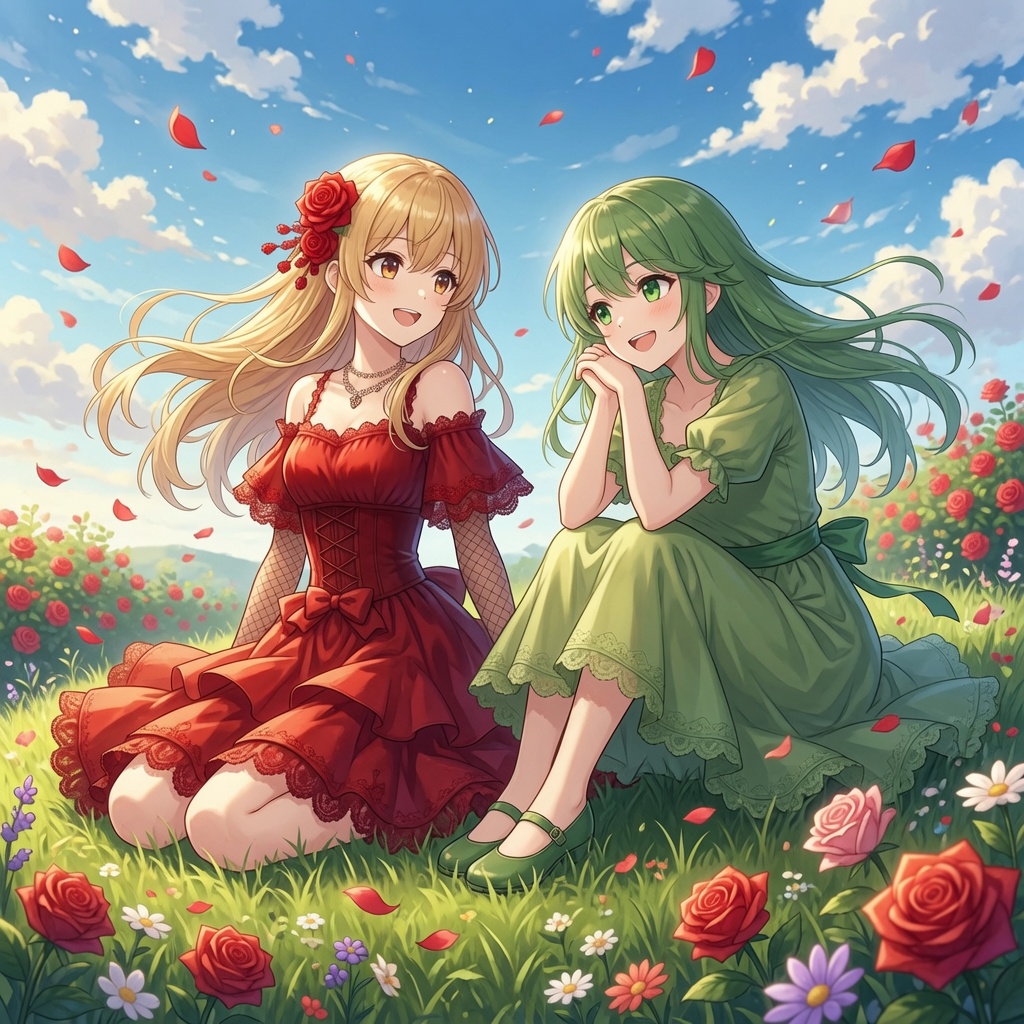 Hazel with a friend in a sunny meadow