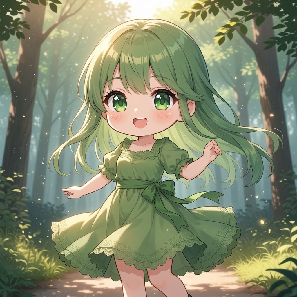 Hazel in a sunlit forest clearing